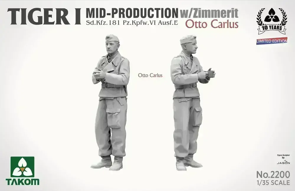 Takom Tiger I Mid Production w/zimmerit Sd.Kfz. 181 Pz.Kpfw. VI Ausf. E Otto Carius - Limited! 1/35
