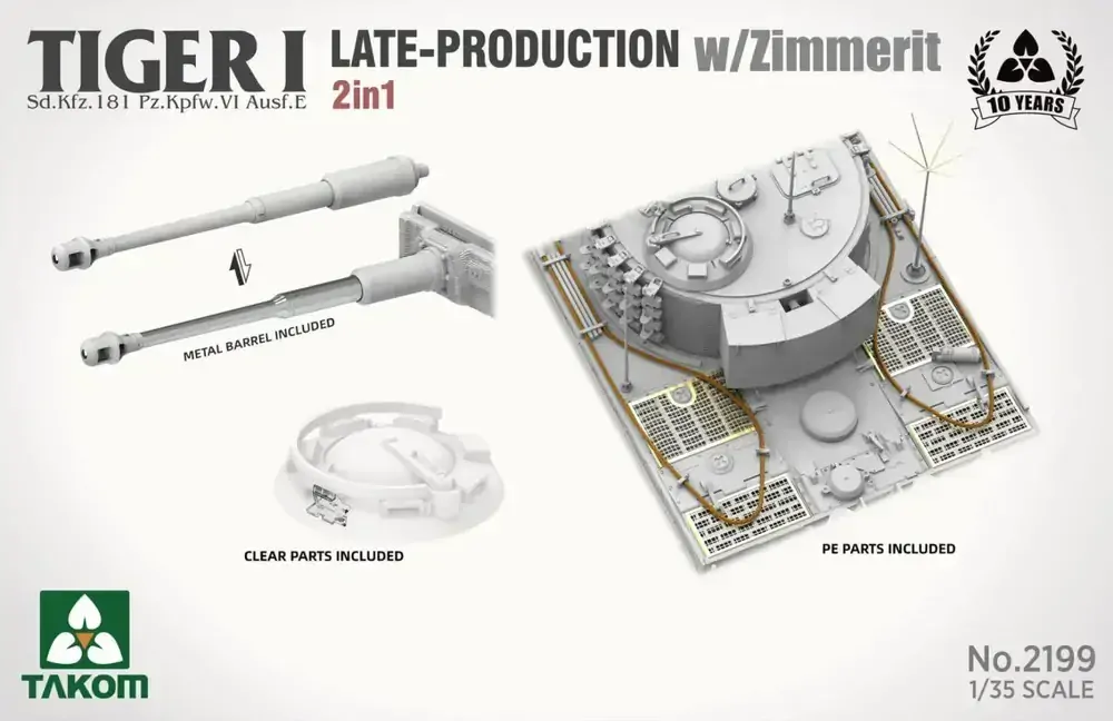 Takom Tiger I Late Production w/zimmerit Sd.Kfz. 181 Pz.Kpfw. VI Ausf. E (Late/Late Command) 1/35