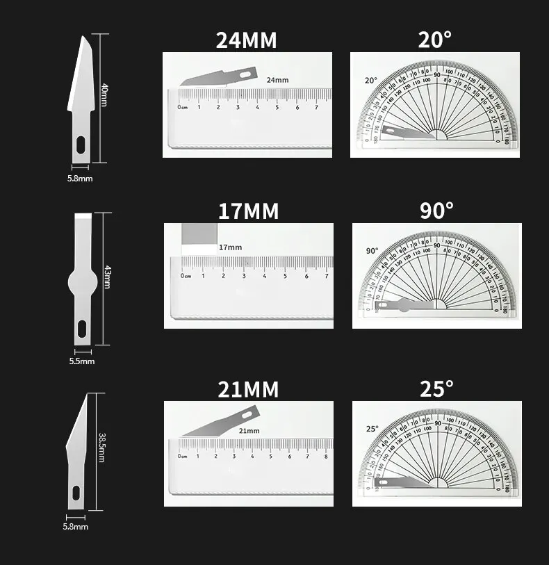 Multifunkční set modelářských nožů a škrabek 10+3 (3 madla + 10 čepelí)