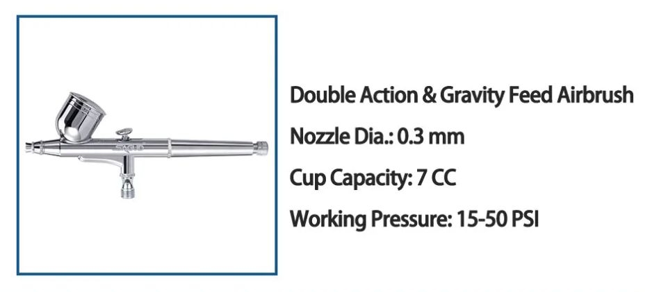 Sagud SD-130S Double Action Airbrush Set 0.2mm + 0.3mm + 0.5mm