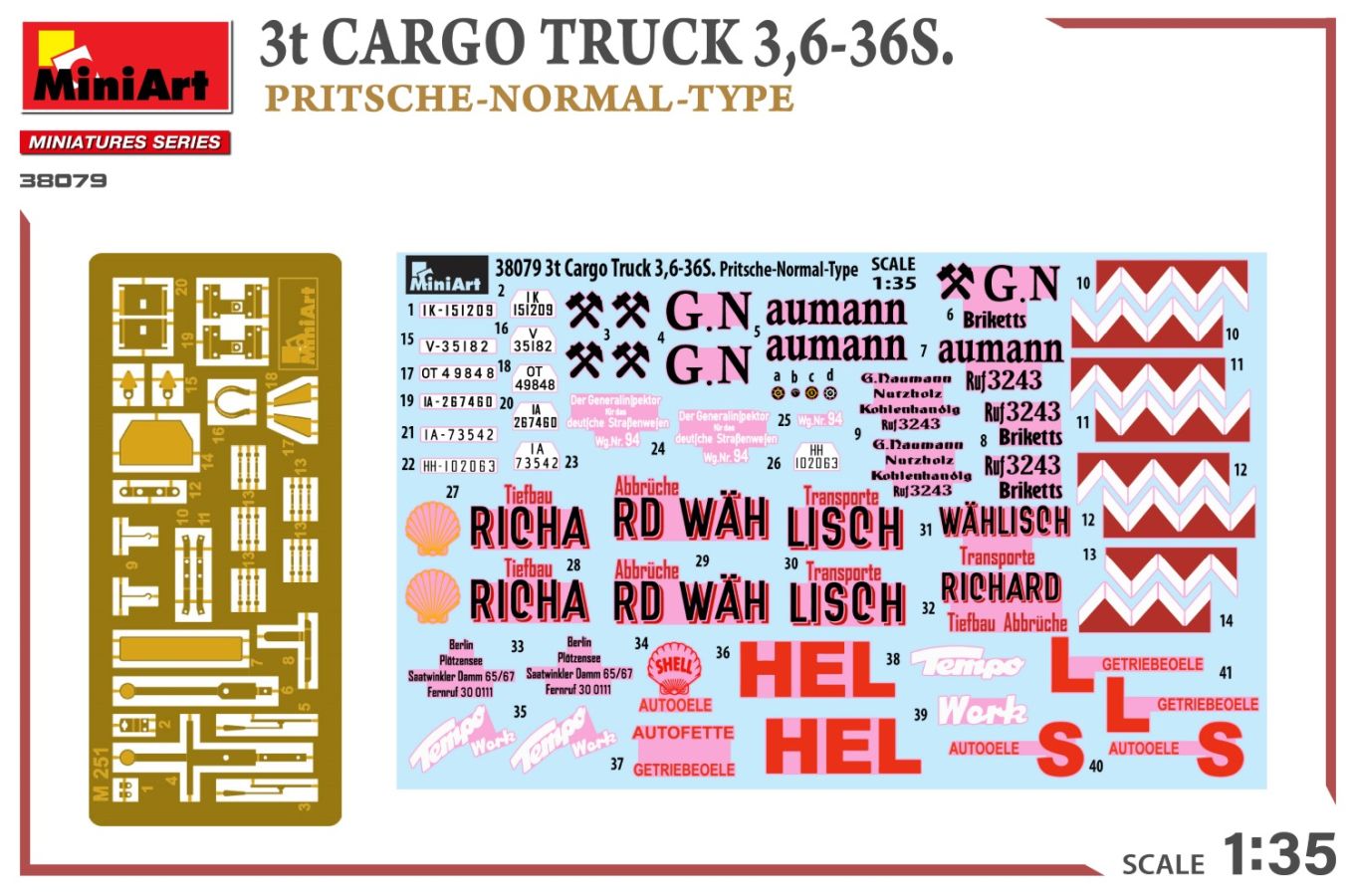 MiniArt 3t Cargo Truck 3,6-36S. Pritsche-Normal-Type 1/35
