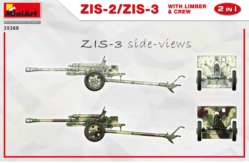 MiniArt ZIS-2/ZIS-3 With LIMBER & CREW. 2 IN 1 1/35