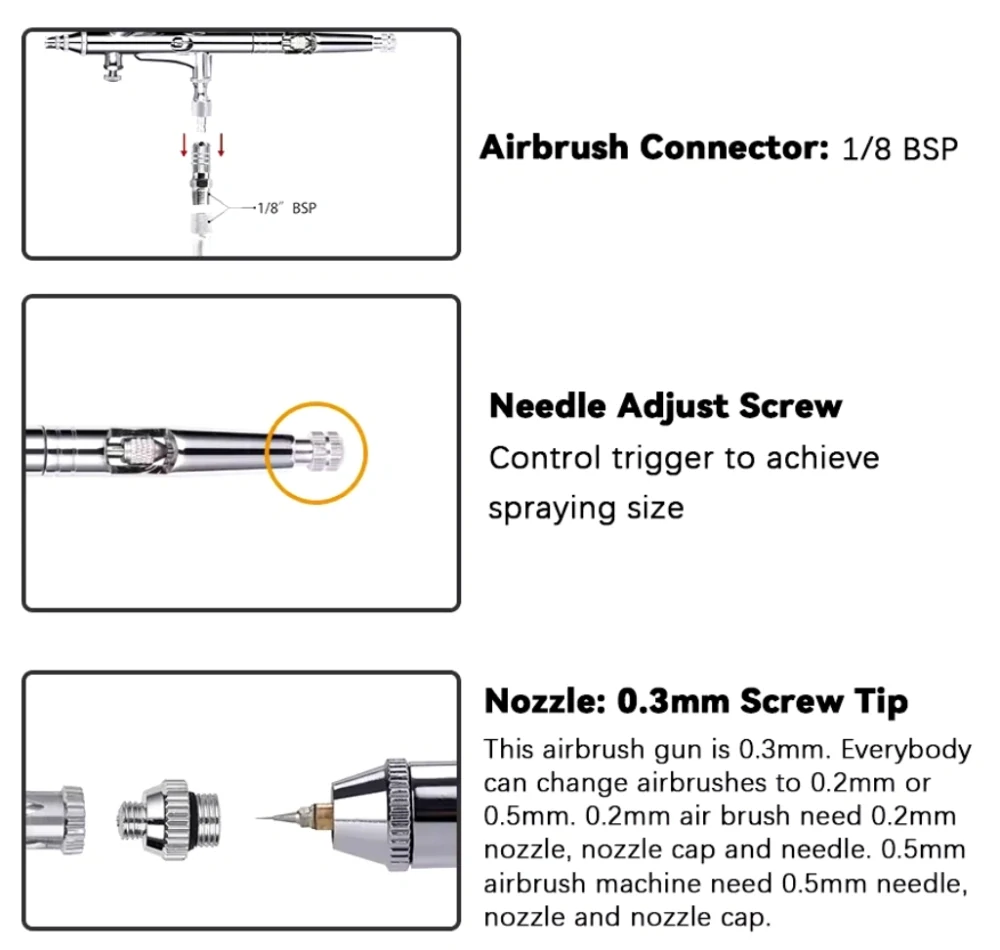 Sagud SD-180 Double Action Airbrush 0.2mm
