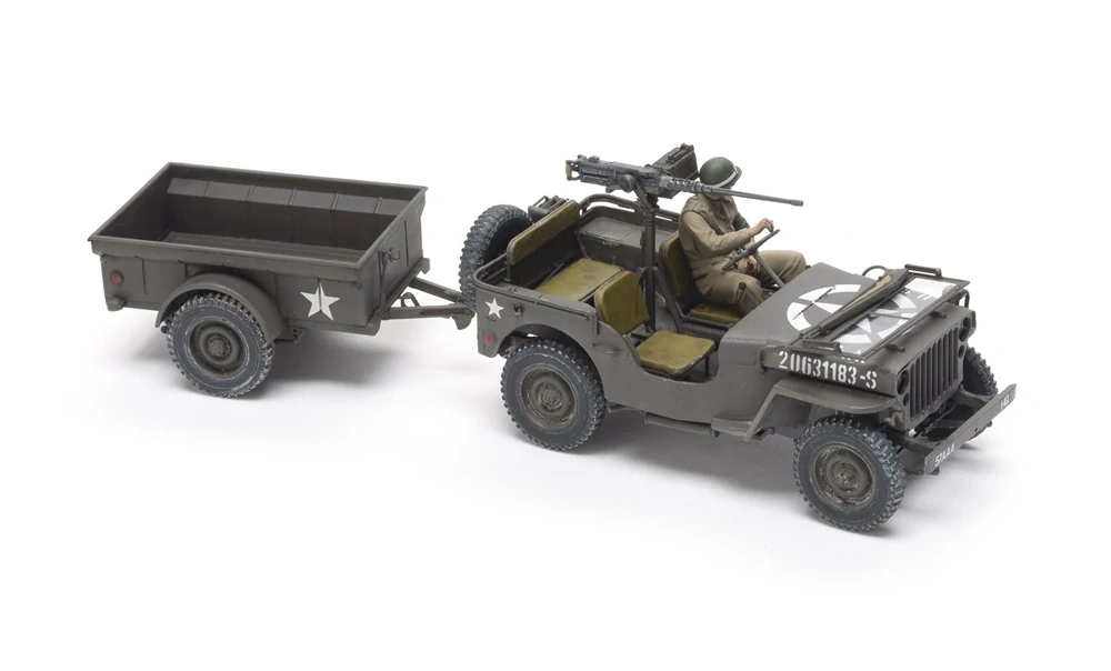 Takom U.S. Army 1/4 ton utility truck with 1/4 ton utility trailer & MP figure (souprava Jeep Willys) 1/35