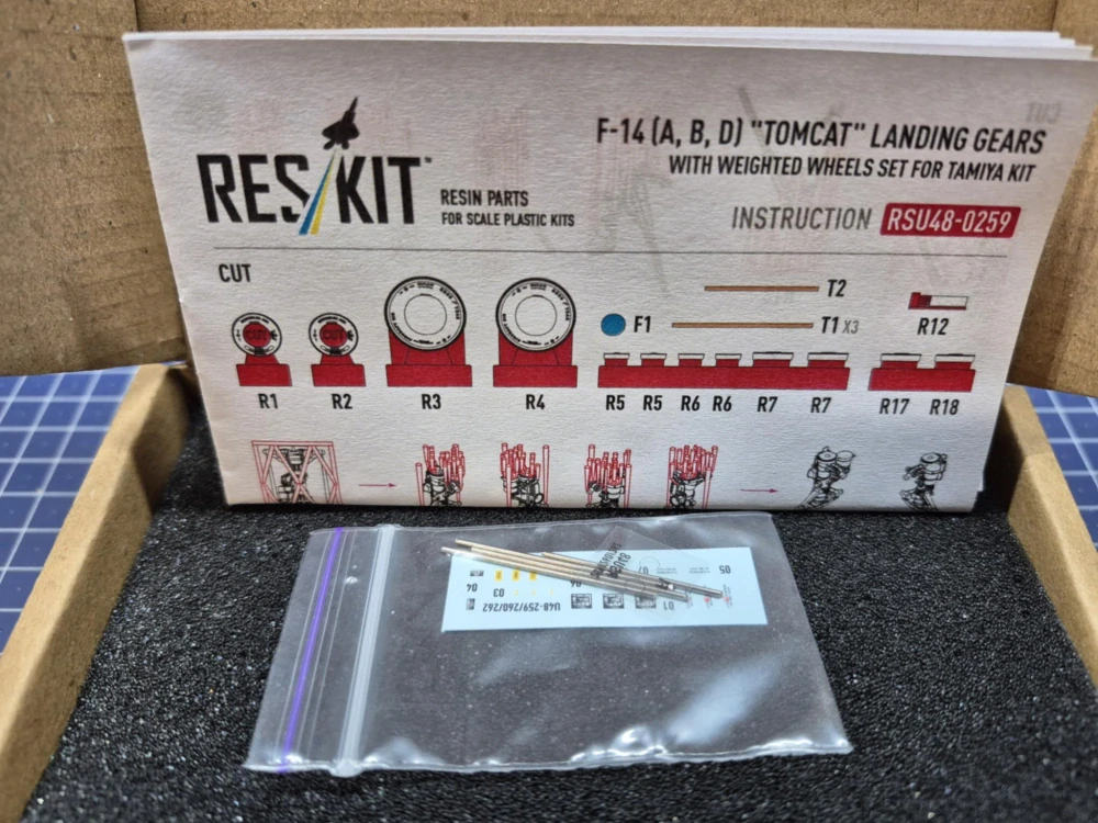 RES/KIT F-14 (A,B,D) "Tomcat" Landing Gears With Weighted Wheels Set For Tamiya Kit (Resin 3D print) - detail set 1/48