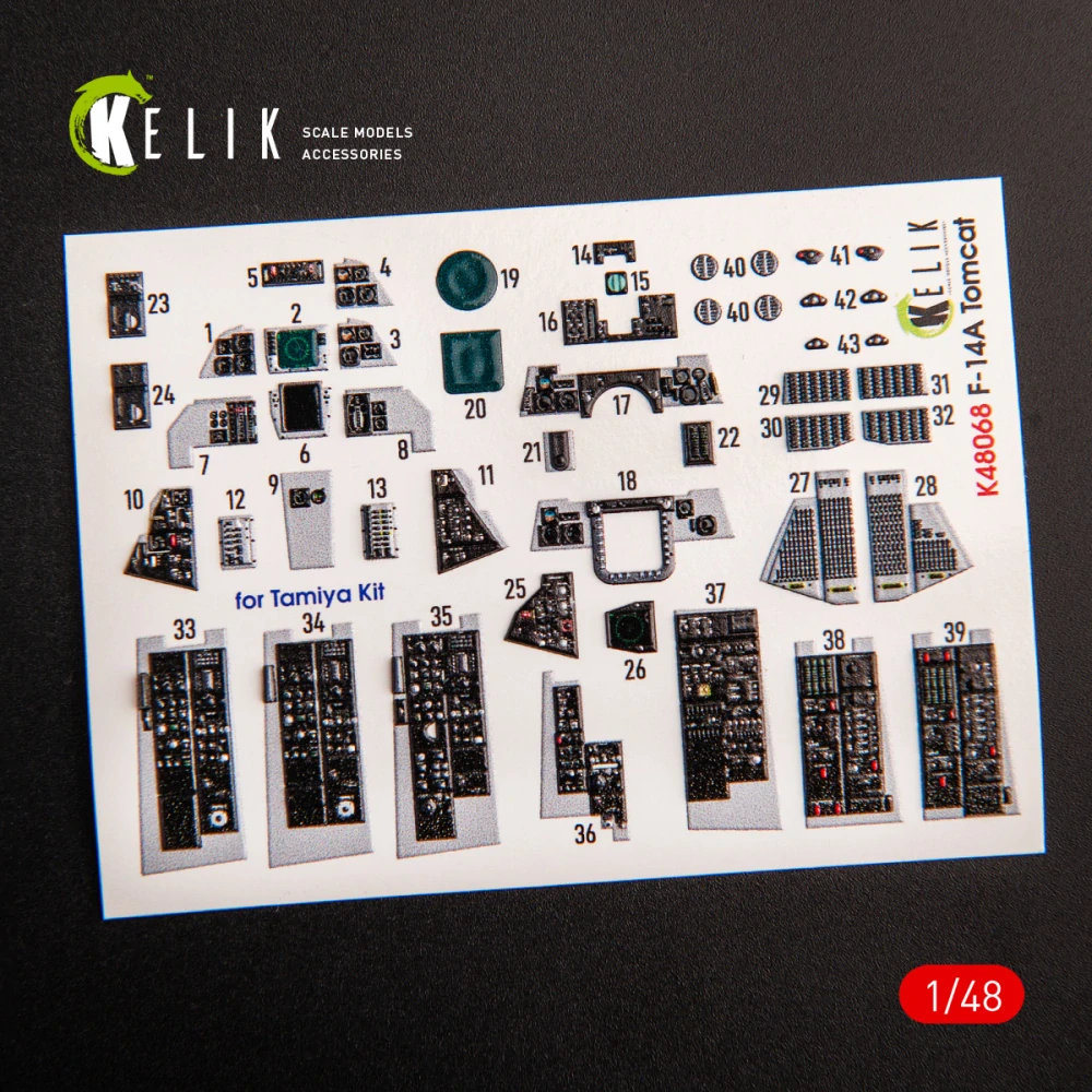 Kelik F-14A Tomcat Late - Interior 3D Decals For Tamiya Kit 1/48