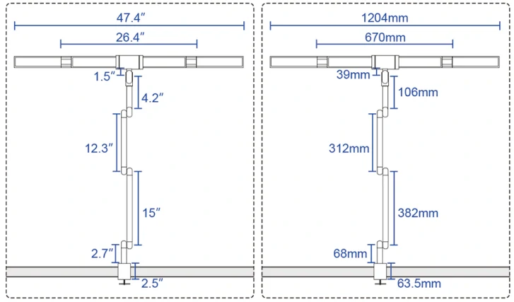 Pracovní LED lampa sklopná (stmívatelná) - 36W, 3000lm, 120cm