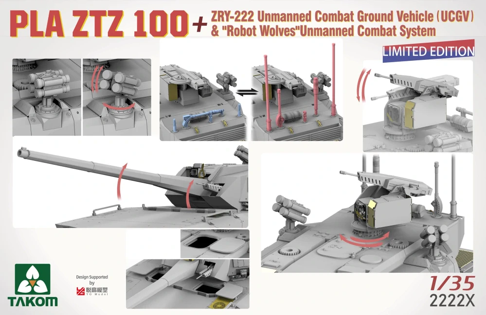Takom PLA ZTZ 100 + ZRY-222 + Robot Wolves + 3D resin díly + Masky - Limited Edition! 1/35