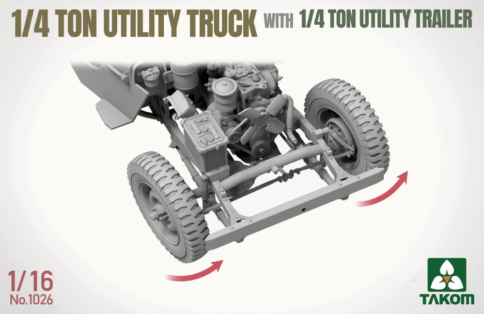 Takom ¼-ton utility truck w. ¼-t. utility trailer (Jeep) 1/16