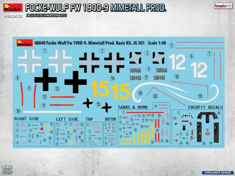 MiniArt FOCKE-WULF FW 190D-9. MIMETALL PROD. JAGDGESCHWADER 301. Basic Kit 1/48