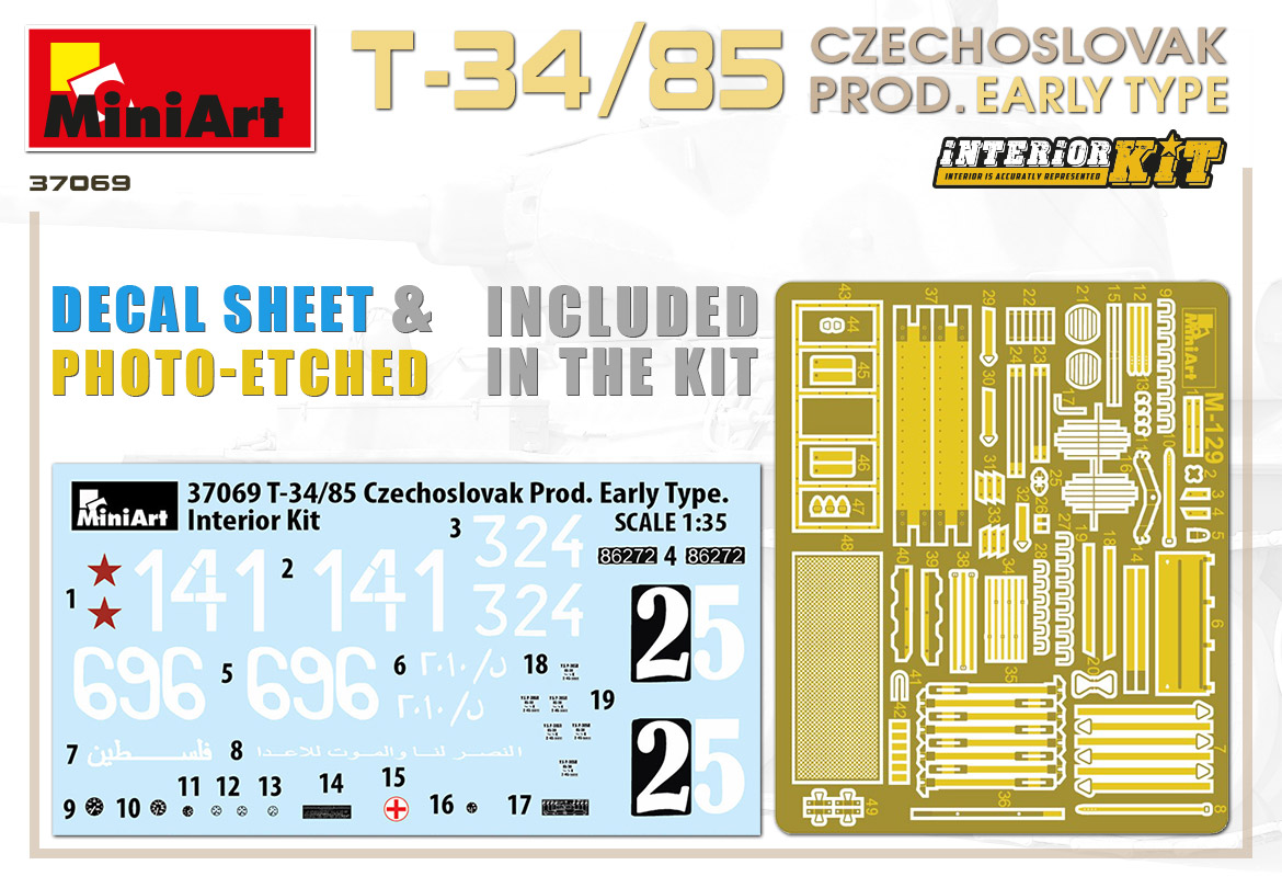 MiniArt T-34/85 Czechoslovak Prod. Early Type. Interior Kit (ČR) 1/35