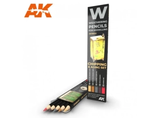 AK Weathering pencils - Chipping & Aging set / Set patinovacích akvarelových tužek - Chipping