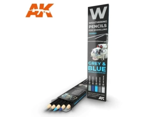 AK Weathering pencils - Grey & Blue shading & effects set  / Set patinovacích akvarelových tužek - Šedomodré kamufláže
