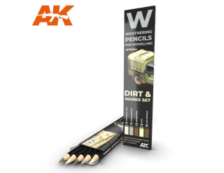AK Weathering pencils - Splashes, Dirt & Stains set  / Set patinovacích akvarelových tužek - Špína a stékance