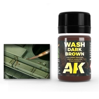 AK Dark Brown Wash For Green Vehicles - 35ml / Tmavě hnědá pro zelená vozidla