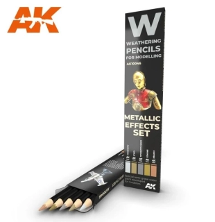 AK Weathering pencils - Metallics colors set  / Set patinovacích akvarelových tužek - kovové odstíny