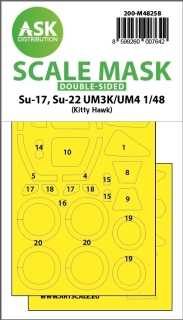ASK Su-17, Su-22 UM3K/UM4 double-sided express fit mask for Kitty Hawk - masky kabiny a podvozku 1/48