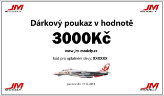 Dárkový poukaz na nákup na JM Modely v hodnotě 3000Kč
