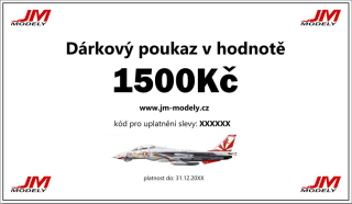 Dárkový poukaz na nákup na JM Modely v hodnotě 1500Kč