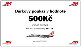 Dárkový poukaz na nákup na JM Modely v hodnotě 500Kč