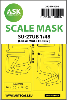 ASK SU-27UB double-sided painting mask for Great Wall Hobby - Oboustranné masky kabiny a podvozku 1/48