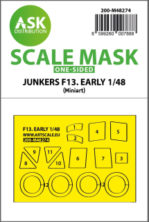 ASK Junkers F 13 early production one-sided express fit mask for Miniart - Masky kabiny a podvozku 1/48