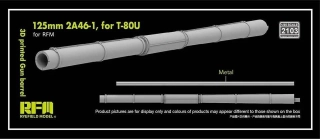 RFM 3D printed Gun barrel 125mm 2A46-1 for T-80, for RFM - kovové dělo + 3Dprint 1/35