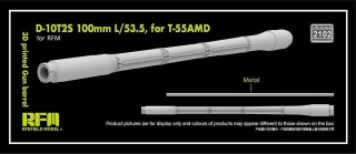 RFM 3D printed Gun barrel D-10T2S 100mm L/53.5 for T-55AMD, for RFM - kovové dělo + 3Dprint 1/35