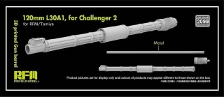 RFM 3D printed Gun barrel 120mm L30A1 for Challenger 2, for RFM/Tamiya - kovové dělo + 3Dprint 1/35