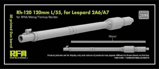 RFM 3D printed Gun barrel Rh-120 120mm L/55 for Leopard 2A6/A7, for RFM/Meng/Tamiya/Border - kovové dělo + 3Dprint 1/35