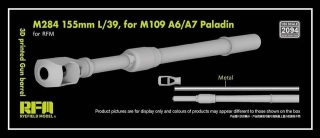 RFM 3D printed Gun barrel M284 155mm L/39 for M109 A6/A7 Paladin, for RFM - kovové dělo + 3Dprint 1/35