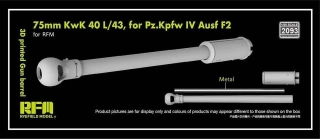 RFM 3D printed Gun barrel 75mm KwK 40 L/43 for Pz.Kpfw IV Ausf F2, for RFM/Border/Takom - kovové dělo + 3Dprint 1/35