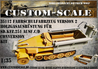 Custom scale Driving School Vehicle Version 2 Wood Gas Equipment for Sd.Kfz.251 Ausf. C/D Conversion Kit 1/35