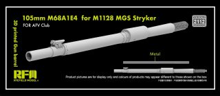 RFM 3D printed Gun barrel 105mm M68A1E4 for M1128 MGS Stryker, for AFV Club 1/35