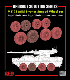 RFM M1128 MGS Stryker Sagged Wheel set 6 pieces + with anti-skid chains 2 pieces 1/35
