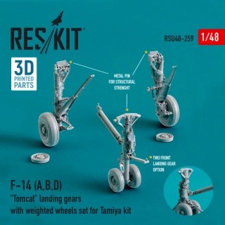 RES/KIT F-14 (A,B,D) "Tomcat" Landing Gears With Weighted Wheels Set For Tamiya Kit (Resin 3D print) - detail set 1/48