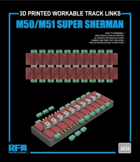 RFM 3D Printed workable tracks for M50 M51 workable tracks (Gg26/800/300) 3D Print - pohyblivé pásy 1/35