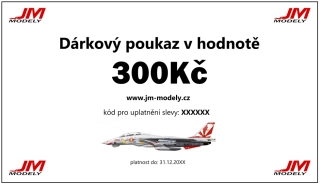 Dárkový poukaz na nákup na JM Modely v hodnotě 300Kč
