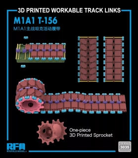 RFM 3D Printed workable tracks with One-piece Sprocket, T-156 for M1A1 1/35