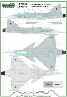 Model Maker Decals Czech Gripen Stencils & Insignias Generic Set - decal set (ČR) 1/48