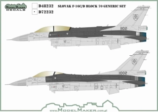 Model Maker Decals General Dynamics F-16 C/D Block 70 in Slovak Air Force - decal set (SK) 1/72
