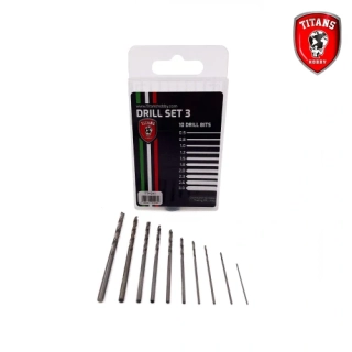 Titans Set #3 of 10 Modelling Drill Bits (0,5 - 3,0 mm) / Set minivrtáků 10v1