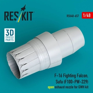 Reskit Lockheed Martin F-16 Fighting Falcon / Sufa - F100-PW-229 Open Exhaust Nozzle (for GWH Kits / 3D-Printed) 1/48