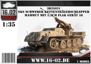 16.02 Schwerer Kettenträgerschlepper Mammut mit 5,5cm (3D print + plast) 1/35 (Předobjednávka říjen!)