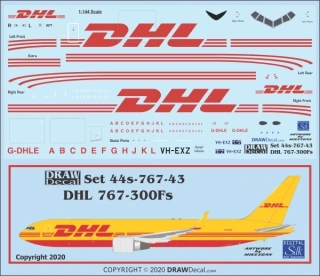 Draw Decal Boeing 767-300F - DHL Cargo 1/144